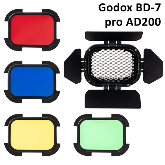 Klapky s barevnými filtry pro speedlite hlavu blesku GODOX AD200