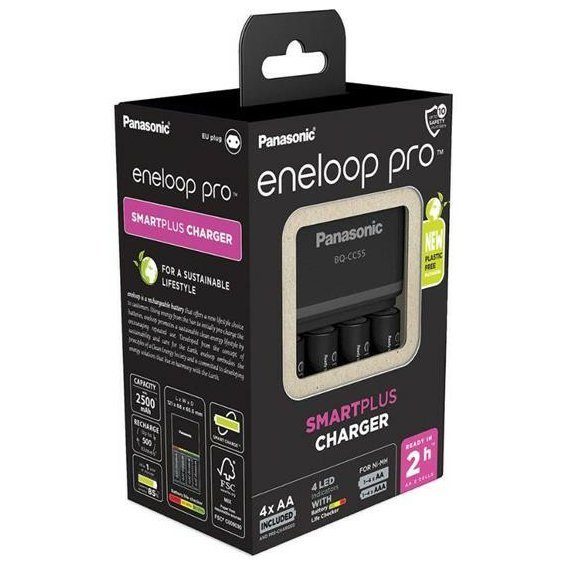 Nabíječka Panasonic CC55E SmartPlus a 4ks baterií 2500mAh Eneloop PRO AA